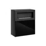 Έπιπλο τζάκι σε απόχρωση Μαύρο gloss 90x40x102