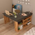 Γραφείο γωνιακό σε ανθρακί-oak 120x129x72