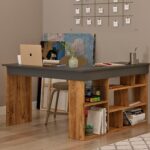 Γραφείο γωνιακό σε ανθρακί-oak 120x129x72