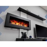 Σύνθετο σαλονιού κρεμαστό με Τζάκι σε απόχρωση Ανθρακί μάτ-Γκρί 250x40x170