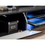 Σύνθετο σαλονιού κρεμαστό με Τζάκι σε απόχρωση Ανθρακί μάτ-Γκρί 250x40x170