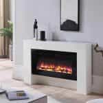 Έπιπλο με ηλεκτρικό Τζάκι με σε Λευκό ματ 141x21x88