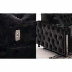 Καναπές Γωνιακός με Μηχανισμό σε Ύφασμα Βελούδο Μαύρος 300x180x85