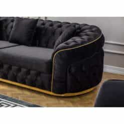 Σετ Καναπέ με Ύφασμα Βελούδο Χρώμα Μαύρο 245x100x75
