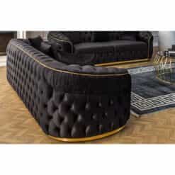 Σετ Καναπέ με Ύφασμα Βελούδο Χρώμα Μαύρο 245x100x75