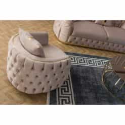 Σετ Καναπέ Ύφασμα Βελούδο Χρώμα Κρέμ 245x100x75