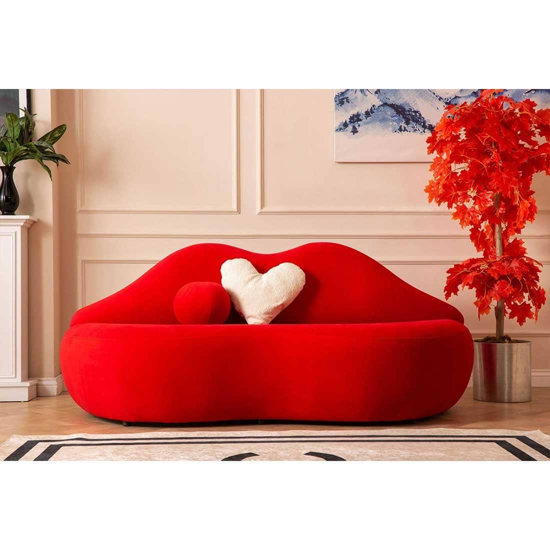 Καναπές σε Σχήμα Χειλιών Ύφασμα Κόκκινο 206x84x84
