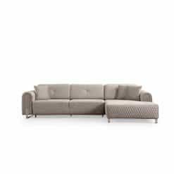 Καναπές Γωνιακός με Μηχανισμό σε Ύφασμα Βελούδο Μπεζ 300x180x80