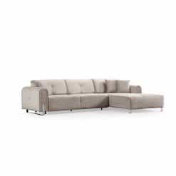 Καναπές Γωνιακός με Μηχανισμό σε Ύφασμα Βελούδο Μπεζ 300x180x80