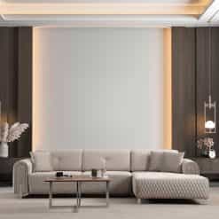 Καναπές Γωνιακός με Μηχανισμό σε Ύφασμα Βελούδο Μπεζ 300x180x80