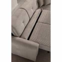 Καναπές Γωνιακός με Μηχανισμό σε Ύφασμα Βελούδο Μπεζ 300x180x80