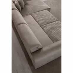 Καναπές Γωνιακός με Μηχανισμό σε Ύφασμα Βελούδο Μπεζ 300x180x80