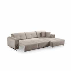 Καναπές Γωνιακός με Μηχανισμό σε Ύφασμα Βελούδο Μπεζ 300x180x80