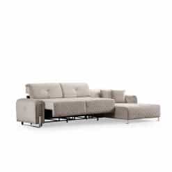 Καναπές Γωνιακός με Μηχανισμό σε Ύφασμα Βελούδο Μπεζ 300x180x80