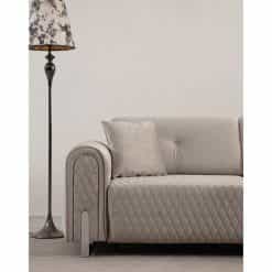 Καναπές Γωνιακός με Μηχανισμό σε Ύφασμα Βελούδο Μπεζ 300x180x80