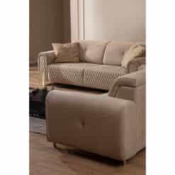 Σετ Καναπέ με Μηχανισμό σε Ύφασμα Βελούδο Χρώμα Μπεζ 230x102x80