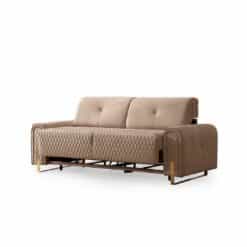 Σετ Καναπέ με Μηχανισμό σε Ύφασμα Βελούδο Χρώμα Μπεζ 230x102x80