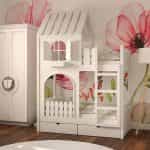 Κουκέτα Με Σπιτάκι Με Σκάλες Και Αποθηκευτικό Χώρο Σε Λευκό Ματ 90×200