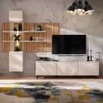 Σύνθετο Τηλεόρασης με Φωτισμό LED σε Χρώμα Κασμίρ - Φυσικό Ματ Πάνελ 280x45x200