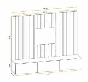 Σύνθετο Τηλεόρασης Κρεμαστό σε Χρώμα Δρυς - Ανθρακί Ματ Πάνελ 180x35x148