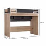 Κουκέτα Υπερυψωμένη με Γραφείο σε Sonoma-Μαύρο 90×200