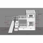 Κουκέτα Υπερυψωμένη με Σπιτάκι και Τσουλήθρα σε Απόχρωση Λευκό – Φυσικό 90×200