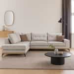 Γωνιακός Καναπές Δεξιά Γωνία με Ύφασμα Cream-Mocha 290x235x95
