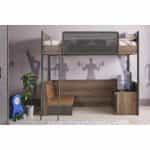 Κουκέτα Υπερυψωμένη με καναπέ και έπιπλο τηλεόρασης σε καρύδι 100×200