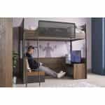 Κουκέτα Υπερυψωμένη με καναπέ και έπιπλο τηλεόρασης σε καρύδι 100×200