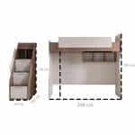 Κουκέτα Παιδική υπερυψωμένη με ντουλάπα και γραφείο σε εκρού - καρυδί 90×200