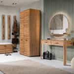 Έπιπλο εισόδου κονσόλα με καθρέφτη από Μασίφ Ξύλο σε φυσικό χρώμα 110x40x76