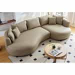 Γωνιακός καναπές καμπυλωτός με Δερμάτινη μπεζ 317x163x71