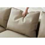 Γωνιακός καναπές καμπυλωτός με Δερμάτινη μπεζ 317x163x71