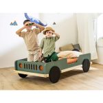 Κρεβάτι παιδικό σε σχήμα jeep από μασίφ Ξύλο σε φυσικό - λαδί 80×160