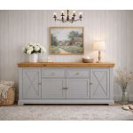 Έπιπλο Μπουφές από μασίφ Ξύλο σε Γκρι - Φυσικό 200x41x85