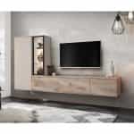 Έπιπλο Σαλονιού με led σε απόχρωση Δρυς - Κασμίρ 240x35x125