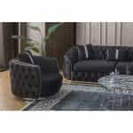 Σετ καναπές με πολυθρόνα με ύφασμα μαύρο - ασημί 245x100x75