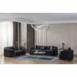 Σετ καναπές με πολυθρόνα με ύφασμα μαύρο - ασημί 245x100x75