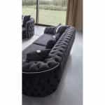 Σετ καναπές με πολυθρόνα με ύφασμα μαύρο - ασημί 245x100x75