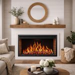 Εντοιχιζόμενο Ηλεκτρικό Τζάκι με Ρεαλιστικά Ξύλα 86.6×67.6×28