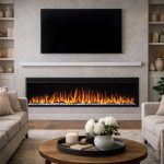 Εντοιχιζόμενο Ηλεκτρικό Τζάκι με Ρεαλιστικά Ξύλα 127x45x14.5