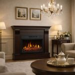 Έπιπλο με Ηλεκτρικό Τζάκι σε Καφέ Αντικέ Απόχρωση 110x34x90