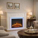 Έπιπλο με Ηλεκτρικό Τζάκι Vintage σε Απόχρωση Λευκό με LED 121x35x100