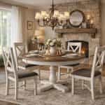 Στρογγυλό Τραπέζι Provance με 4 Καρέκλες – Φυσική Πεύκη Φ115