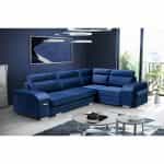 Καναπές Κρεβάτι με Αποθηκευτικό Χώρο Δεξιά πλευρά  305×205×90 (Μπλε Θαλάσσης) – Με Μπαρ & Πούφ