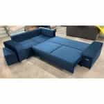 Καναπές Κρεβάτι με Αποθηκευτικό Χώρο Δεξιά πλευρά  305×205×90 (Μπλε Θαλάσσης) – Με Μπαρ & Πούφ