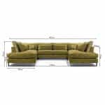 Γωνιακός Καναπές U-Shape Βελούδινο Γκρι 407×224×103
