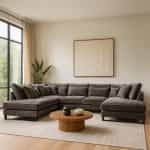 Γωνιακός Καναπές U-Shape Βελούδινο Καφέ 407×224×103
