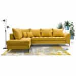 Γωνιακός Καναπές Αριστερής Πλευράς σε Καναρινί 306x227x80x90