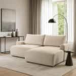 Γωνιακός Καναπές με Κρεβάτι & Αποθηκευτικό Χώρο δεξιά Πλευρά Εκρού 260x150x95
